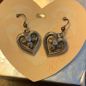Brighton Silver toned Heart Earrings with Crystal Accent